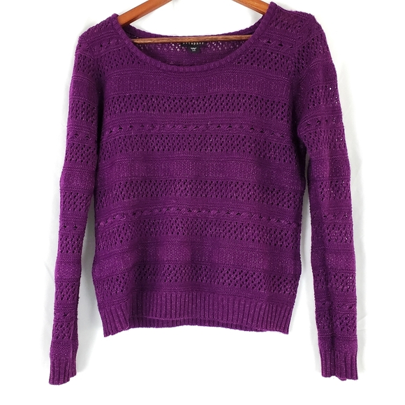 Metaphor Purple Open Weave Long Sleeve Sweater - Picture 4 of 7